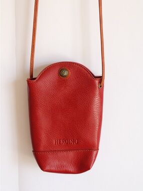 Red VINTAGE HEROING Pebbled Leather Crossbody Bag